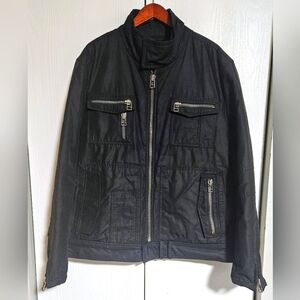 INC Multi pocket -med weight- Black Zip-Up  Jacket (nylon & cotton blend)